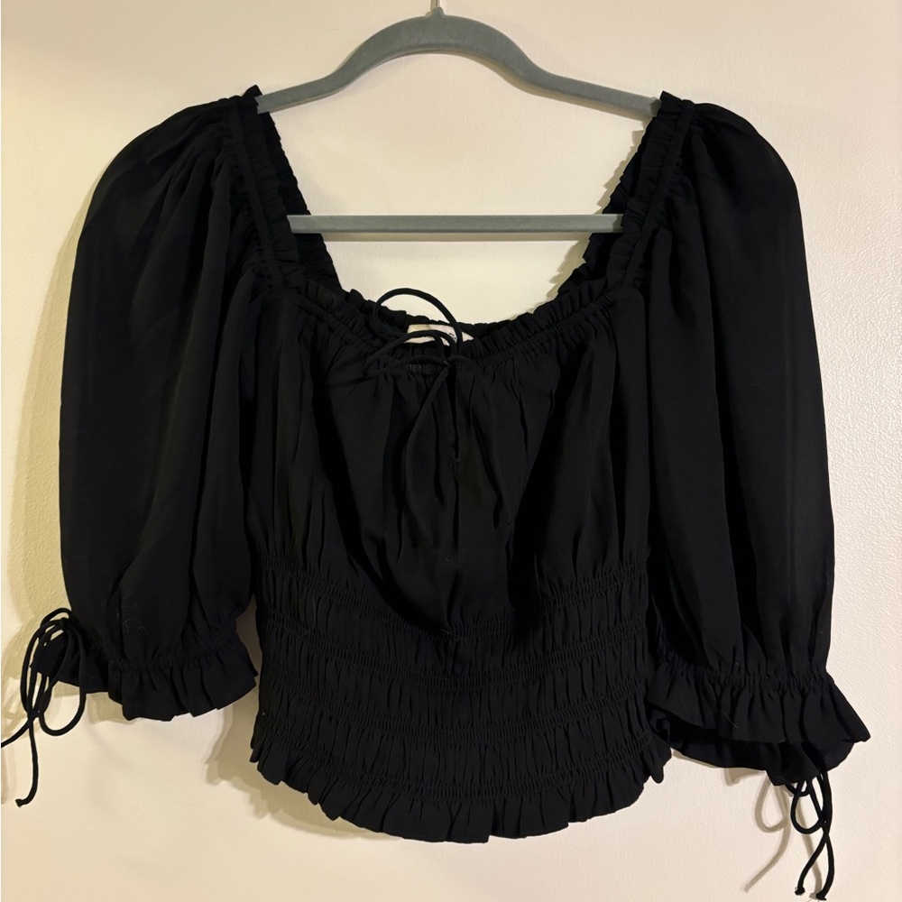 Abercrombie & Fitch Square Neck Puff Sleeve Top